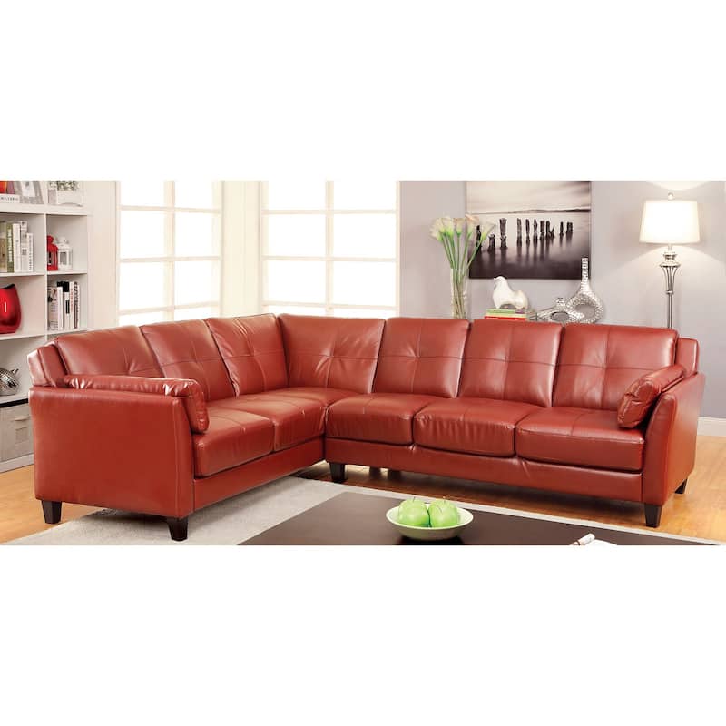 Leatherette Modular Plush Sectional Sofa - Mahogany Red
