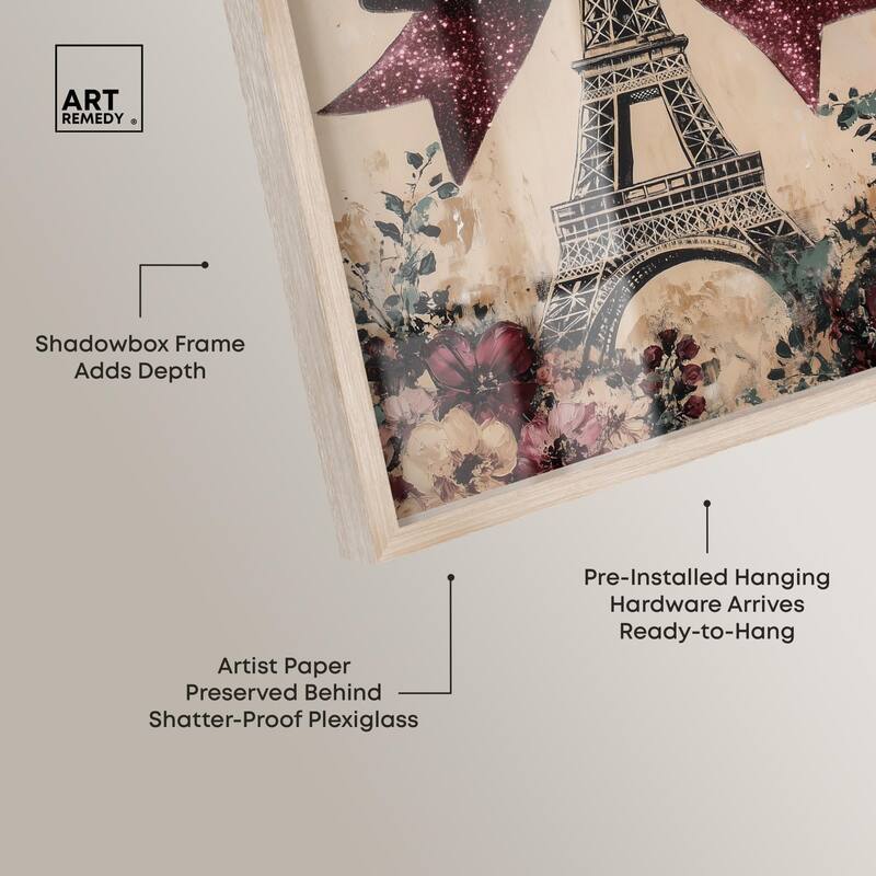 Sparkling Bow Eiffel Tower Shadowbox by Art Remedy