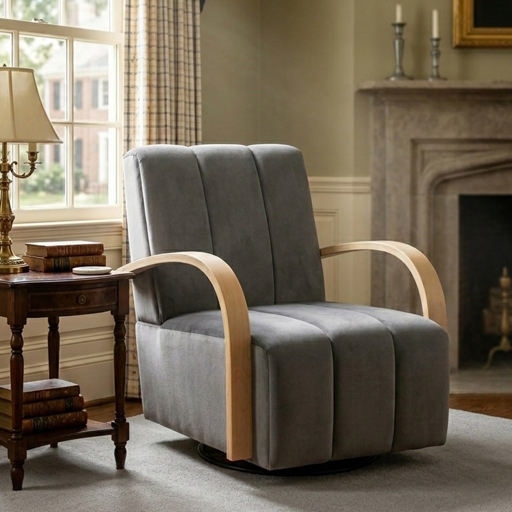 30.7"W Swivel Accent Chair,Modern Velvet Upholstered ArmChair with Metal Base