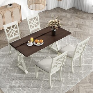 5-Piece Beige Extendable Dining Table Set with 4 Chairs - Bed Bath ...