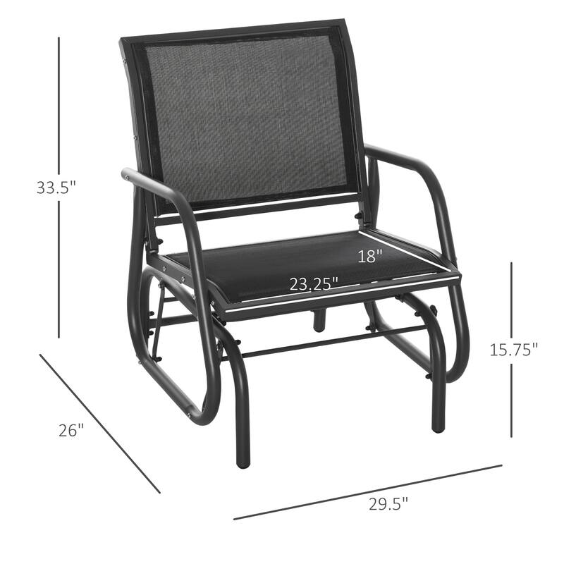 Outsunny Glider/Rocking Chair Set with Breathable Mesh Fabric, Curved Armrest