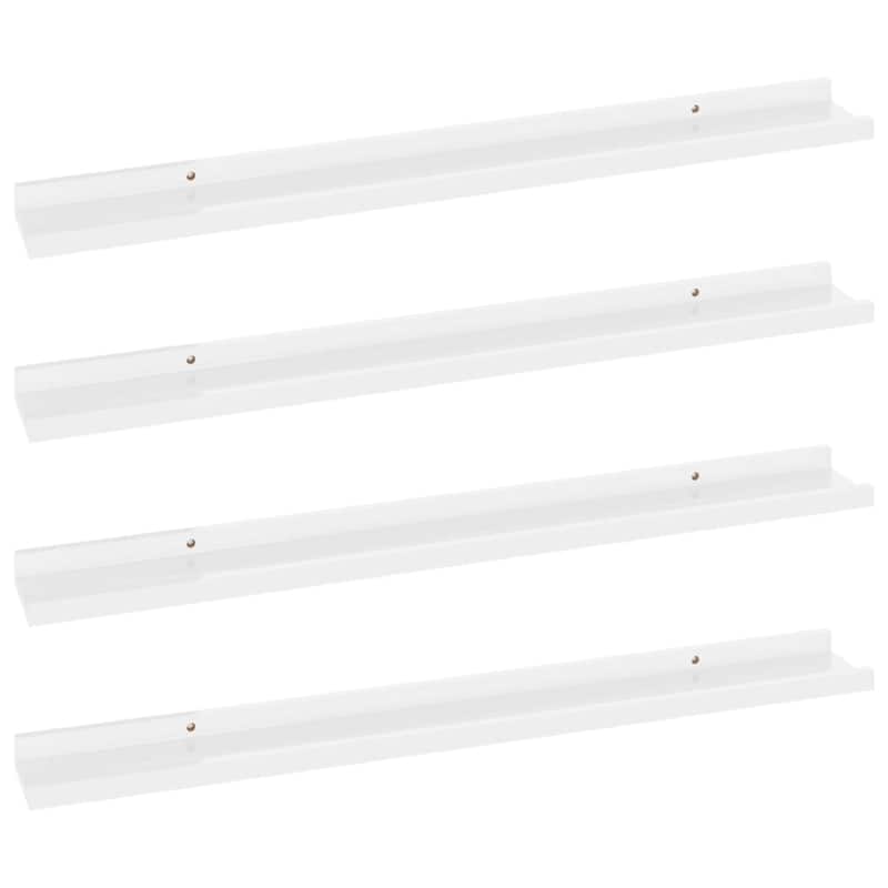 Yuli Wall Shelf Set of 4, Contemporary White, Raised Ledge Design 32 Inch