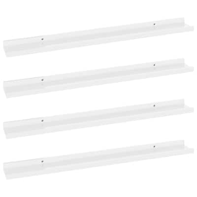 Yuli Wall Shelf Set of 4, Contemporary White, Raised Ledge Design 32 Inch