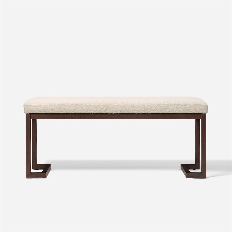 Contemporary Design Bench with Boucle fabric - Cream White