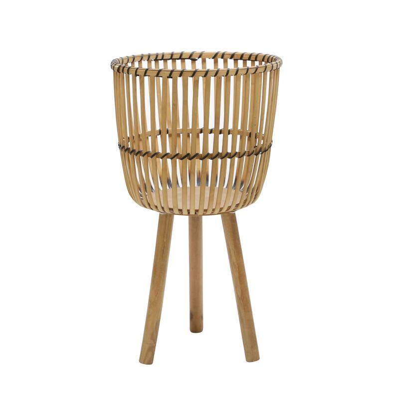 Sagebrook Home Wicker Modern Boho Bamboo Planter Set