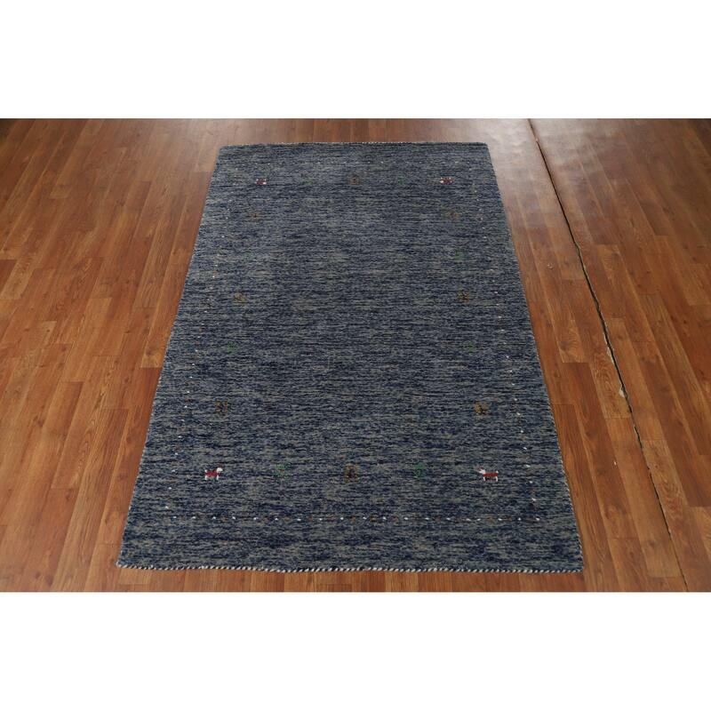 Hand Knotted Oriental 100% Wool Carpet Tribal Stripe Navy Blue & Blues Gabbeh Area Rug - 5' 10'' X 3' 11''
