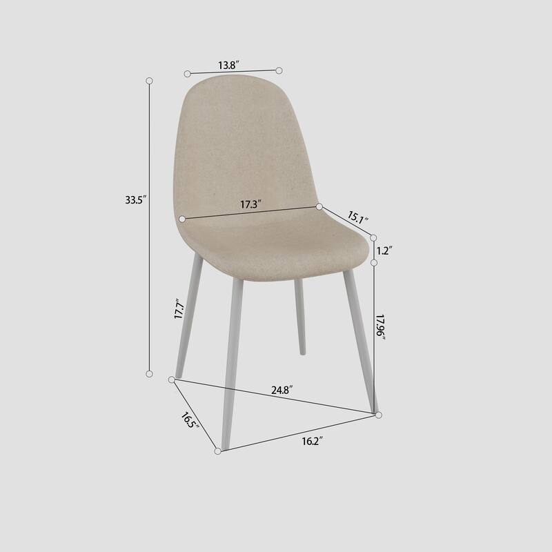 Linen 4 Piece Kitchen Dining Chair Set with Cushions, Metal Legs, Anti Scratch Foot Pads for Dining Room Kitchen Living Room