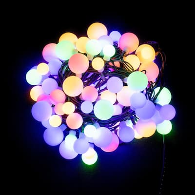 Vickerman 100 Light Multicolor LED Indoor/Outdoor Three Size Cherry Light Set. - 100Lt x 28'