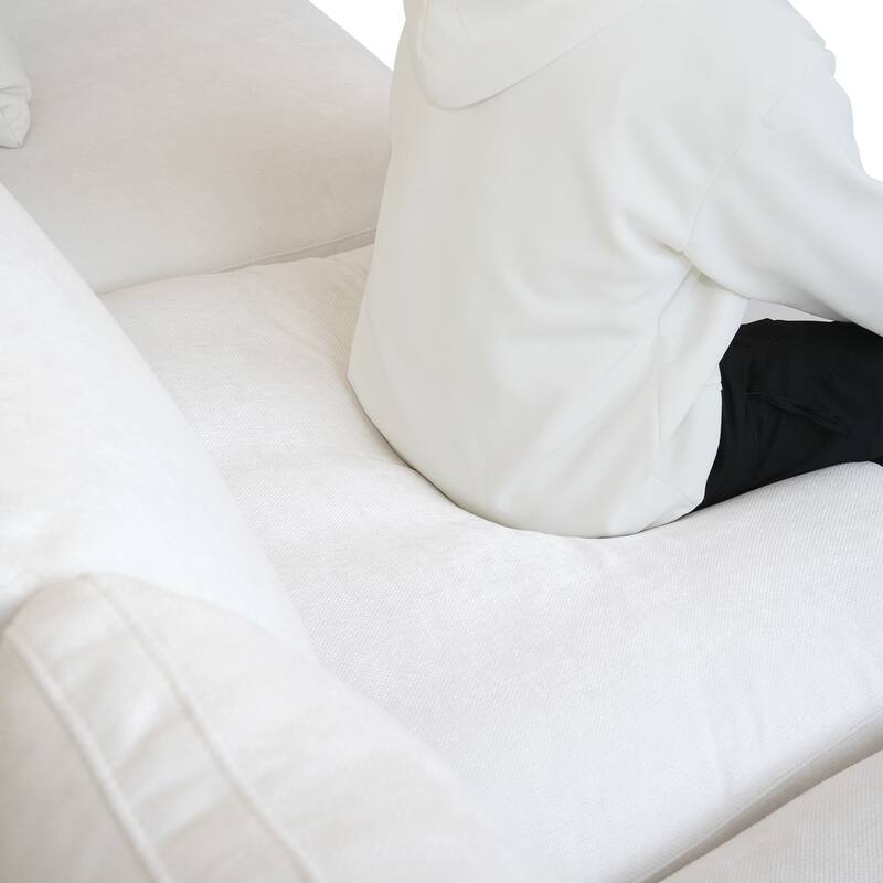 Minimalist Linen Sectional Sofa Cloud Couch, L-Shape Deep Seat Couch with Cushions