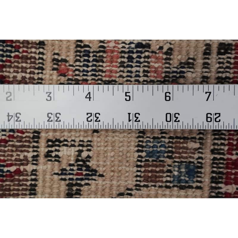 Hand Knotted Oriental 100% Wool Carpet Traditional Geometric Multi-Colored Heriz Runner Rug - 10' 10'' X 3' 5''