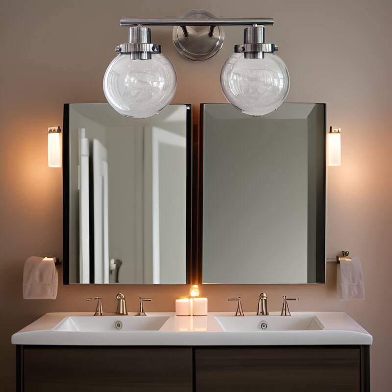 Bathroom Vanity Light , 2-Light Black Wall Sconce Lighting Wall Lamp with Clear Glass Shade, Living Room, Bedroom