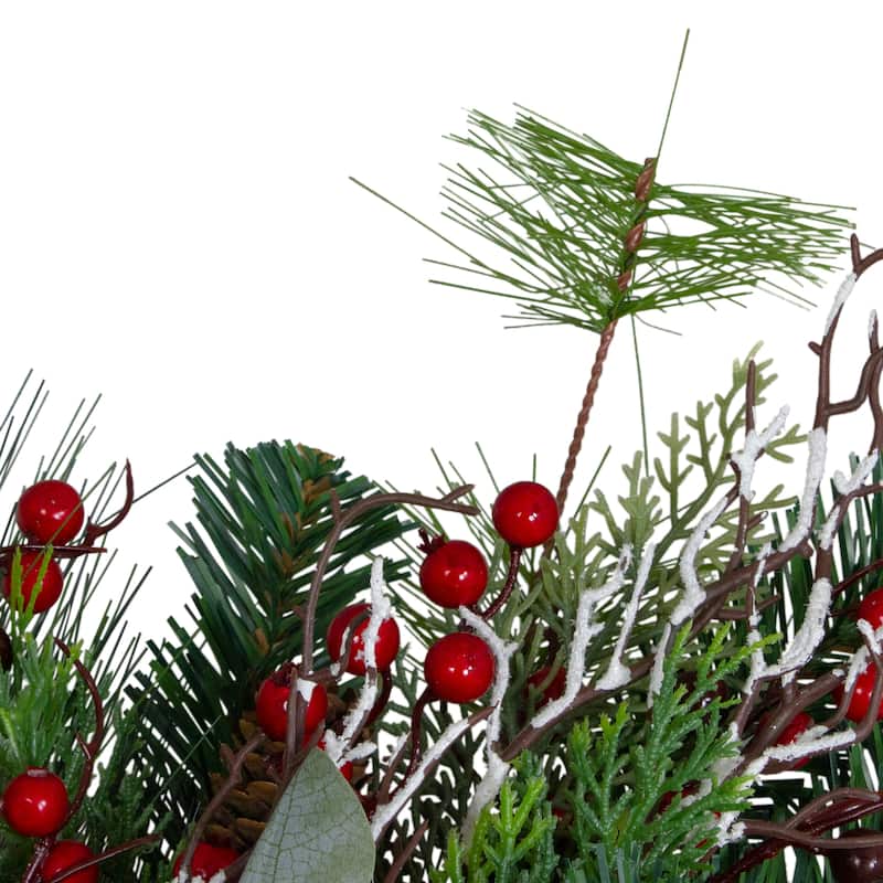 Dual Plaid and Berries Artificial Christmas Wreath - 24-Inch Unlit - 24"