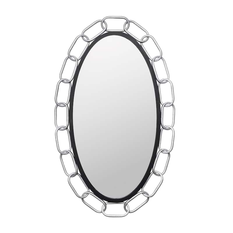 Chains of Love 24x40 Oval Wall Mirror - N/A - Matte Black/Textured Silver