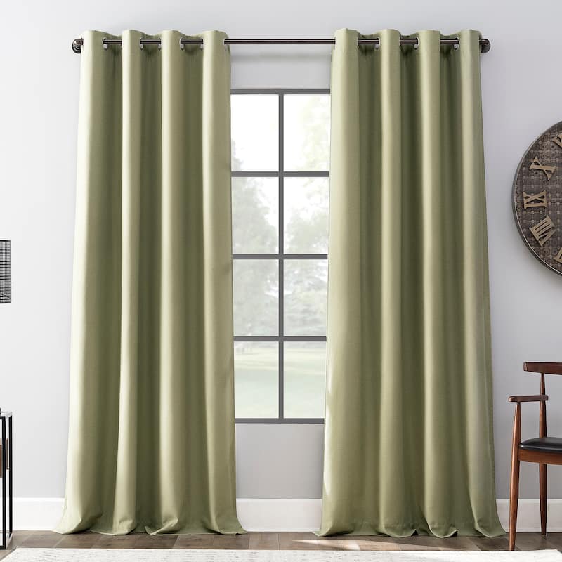 Archaeo Linen Blend Blackout Grommet Top Curtain, Single Panel - 52 x 84 - Sage Green