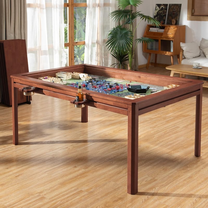Solid Wood Board Game Table with Removable Table Top for 4-6 Players - 63"x38"