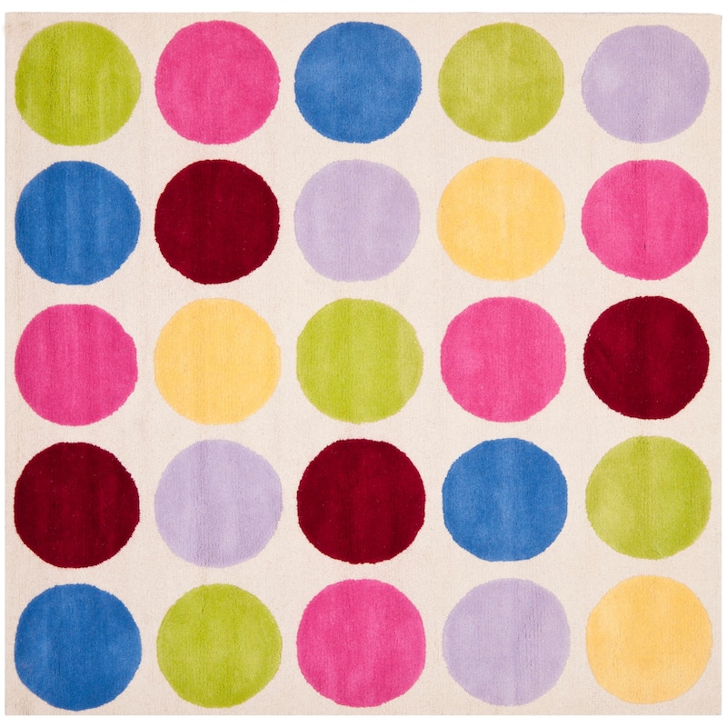 SAFAVIEH Handmade Kids Babeth Wool Rug - 7' Square - Ivory/Multi - Square