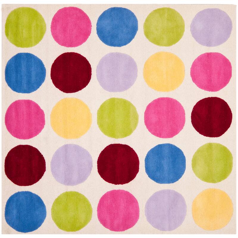 SAFAVIEH Handmade Kids Zhane Wool Rug - 7' Square - Ivory/Multi