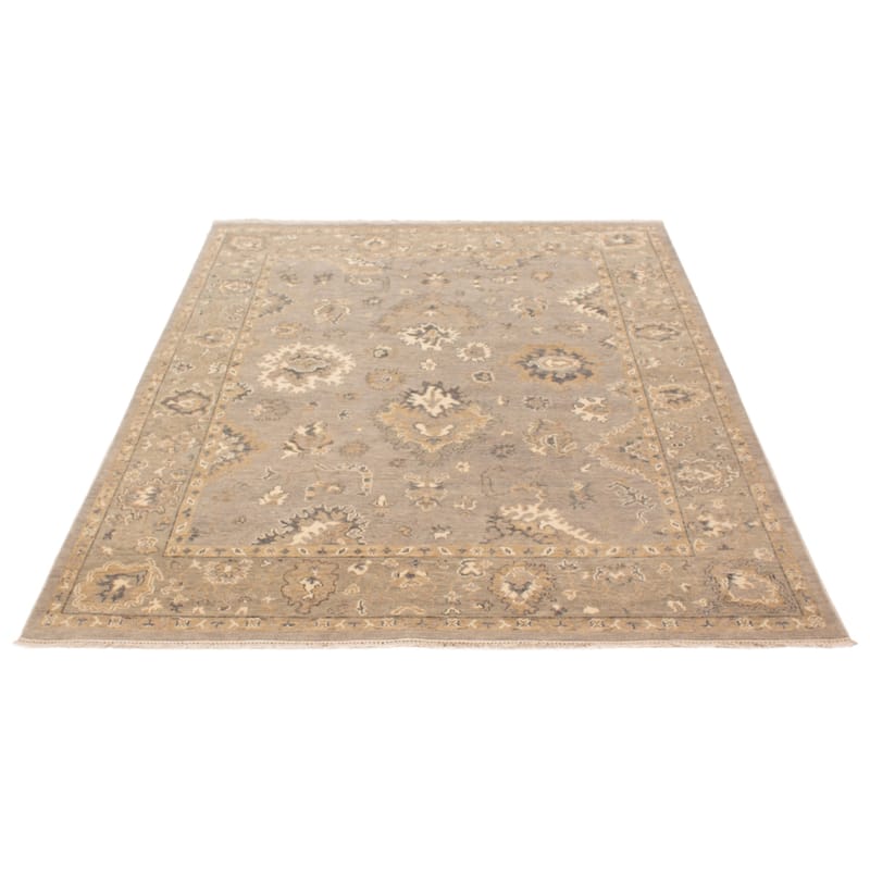 ECARPETGALLERY Hand-knotted Oushak Grey Wool Rug - 8'0 x 9'10