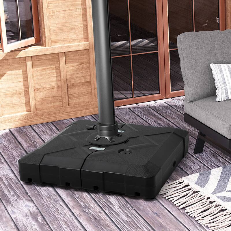 VredHom Patio Offset Cantilever Umbrella Base Stand with Wheels - 33.46" L x 33.46" W x 7.87" H - Black