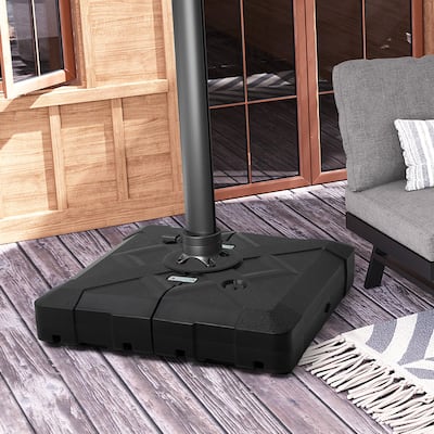 VredHom Patio Offset Cantilever Umbrella Base Stand with Wheels - 33.46" L x 33.46" W x 7.87" H
