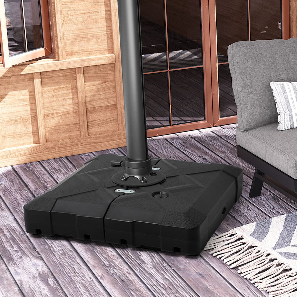 VredHom Patio Offset Cantilever Umbrella Base Stand with Wheels - 33.46" L x 33.46" W x 7.87" H