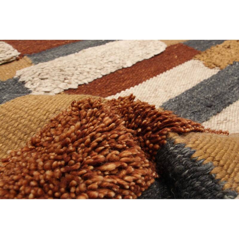ECARPETGALLERY Braid weave Sienna Brown Wool Rug - 5'9 x 7'11