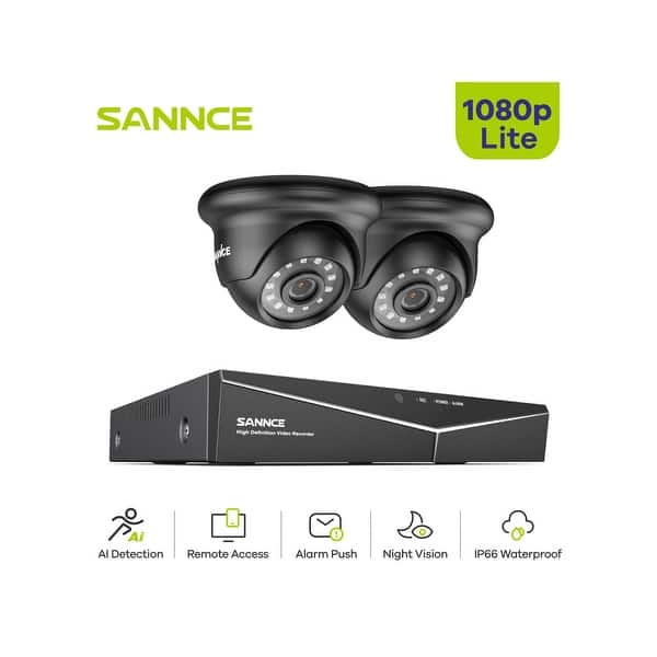 SANNCE 4CH DVR CCTV System 2Pcs 2MP Outdoor Security Dome Cameras - Bed ...