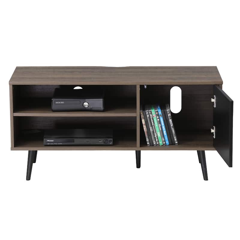 WAMPAT Black/ Brown Mid-century Modern TV Stand