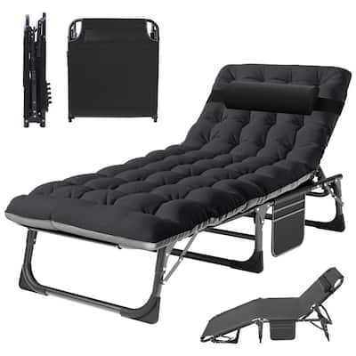DoCred Camping Cot, Adjustable Reclining Folding Patio Chair Lounge - 75.2"x26.8"x11.8"