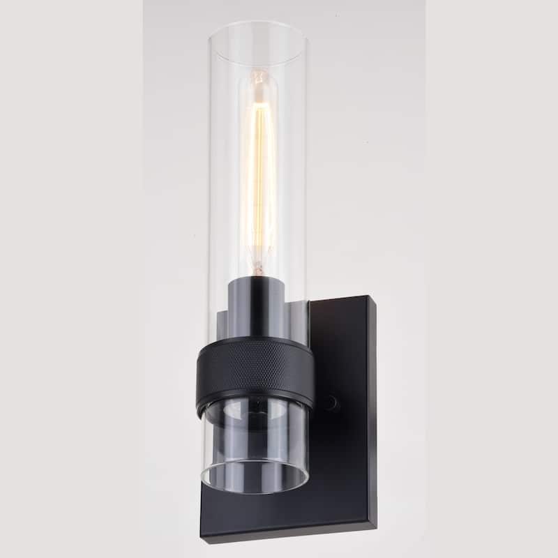 Bari 1 Light Contemporary Wall Sconce with Clear Cylinder Glass