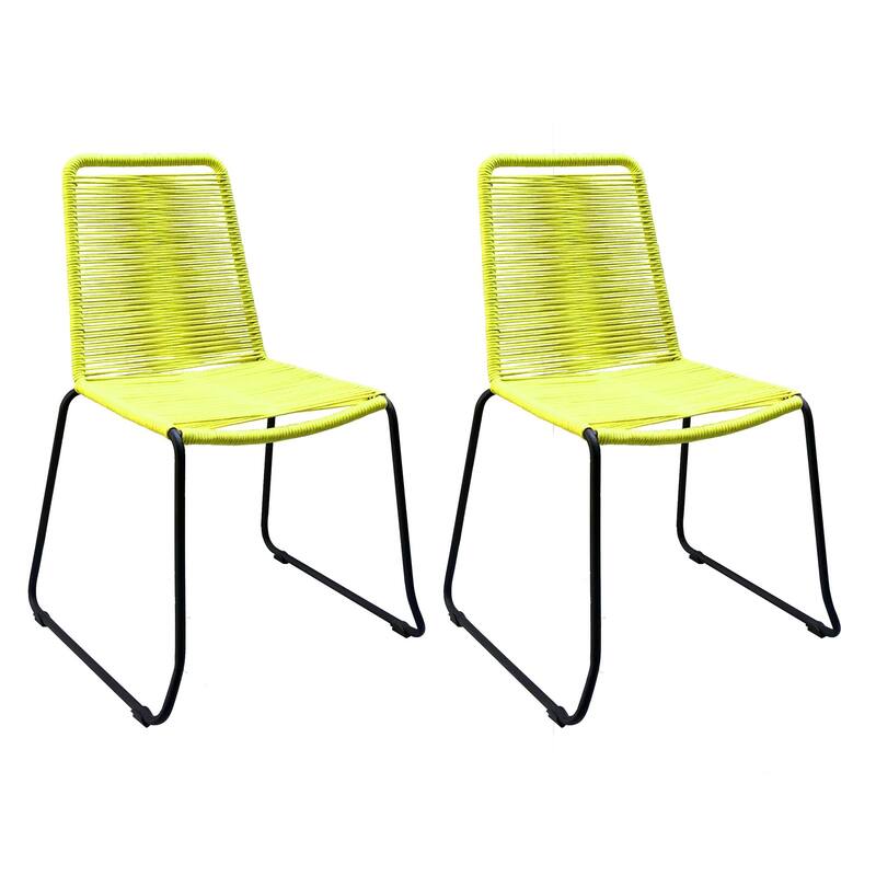 DreamPatio Lux Rope Chair - Set of 2 - Lemon Yellow