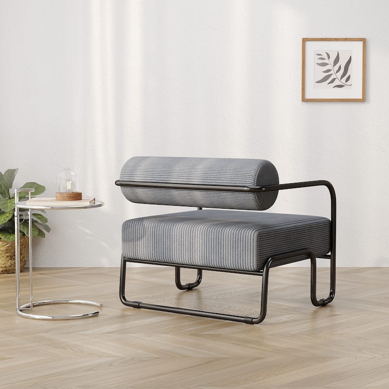 Living Room Corduroy Upholstered Accent Chair with Iron Frame