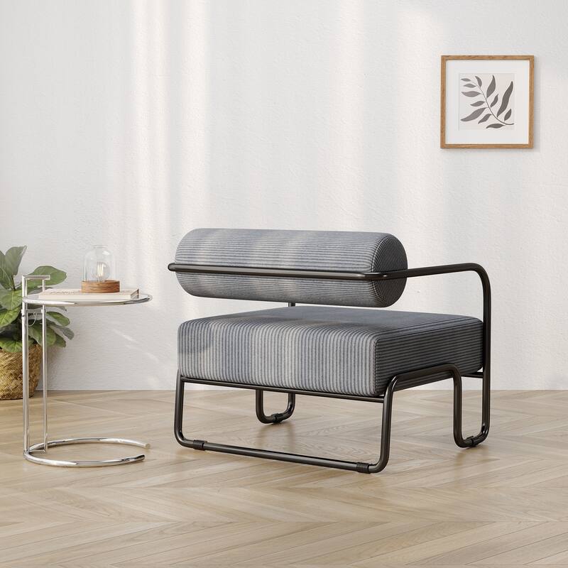 Living Room Iron Accent Chair,Corduroy Upholstered Arm Chair