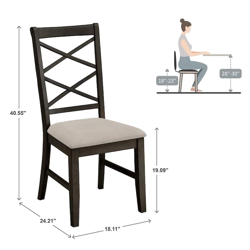 Eleanor Wood finish Double Cross Back Sand Fabric Dining Chair (Set of 2) by iNSPIRE Q Classic