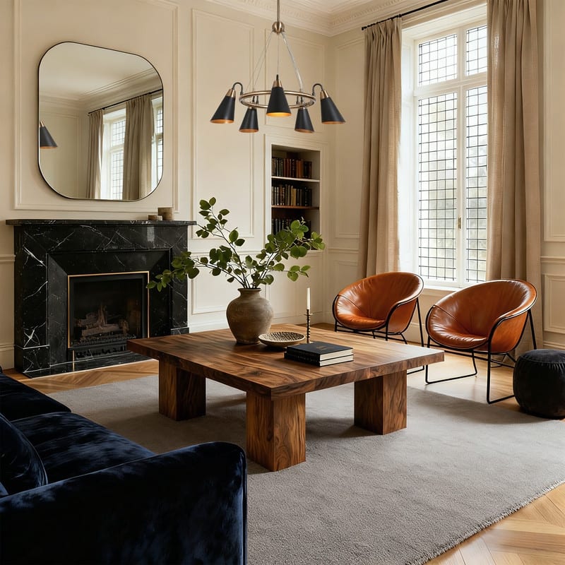 Modern 5-Light Black Gold Chandelier Wagon Wheel Pendant Lights with Metal Shades - 23.5"L x 33.5"H