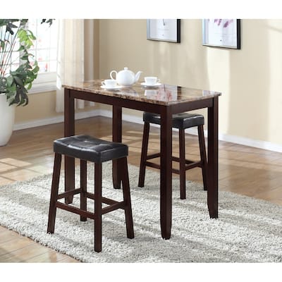 Modern 3-Piece Dining Set with Rectangular Counter Table & 2 Stools