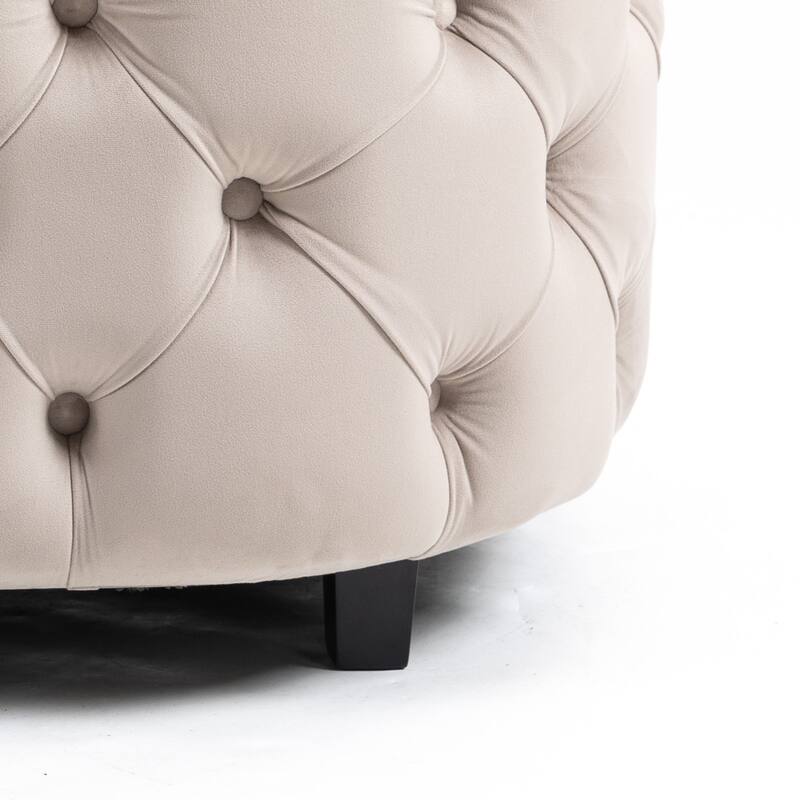 Oversized Barrel Accent Chair with 3 Pillows, Velvet Tufted Upholstered Round Club Chair, Ergonomic Reading Sofa Chair