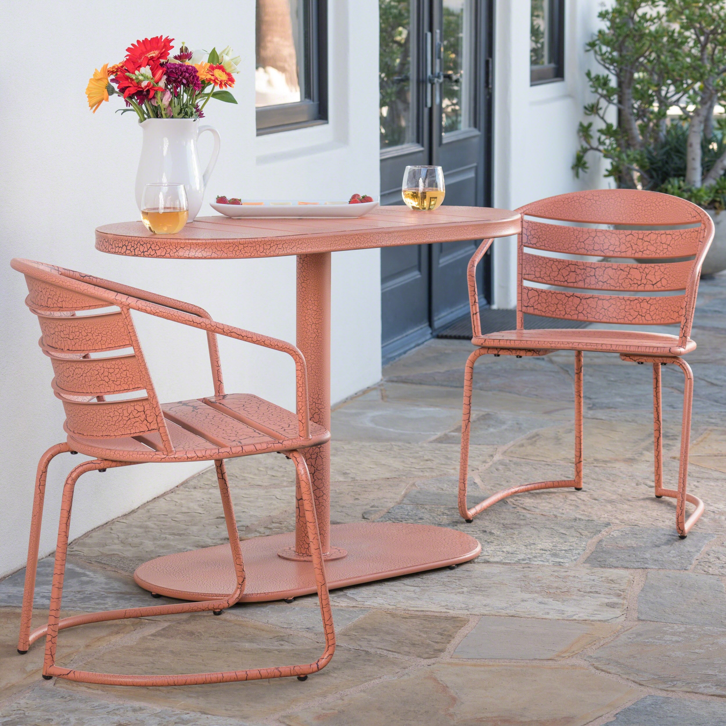 Santa Monica Outdoor 3 Piece Oval Bistro Chat Set by Christopher Knight Home Bed Bath Beyond 19502001