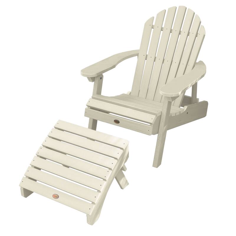 Mandalay Adirondack Chair and Folding Ottoman - Whitewash