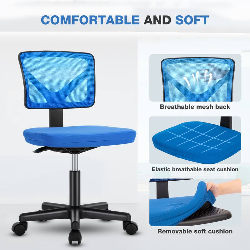 Compact Low Back Swivel Task Chair with Adjustable Height & Wheels
