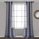 Lush Decor Farmhouse Textured Grommet Sheer Window Curtain Panel Pair - 84 Inches - Navy