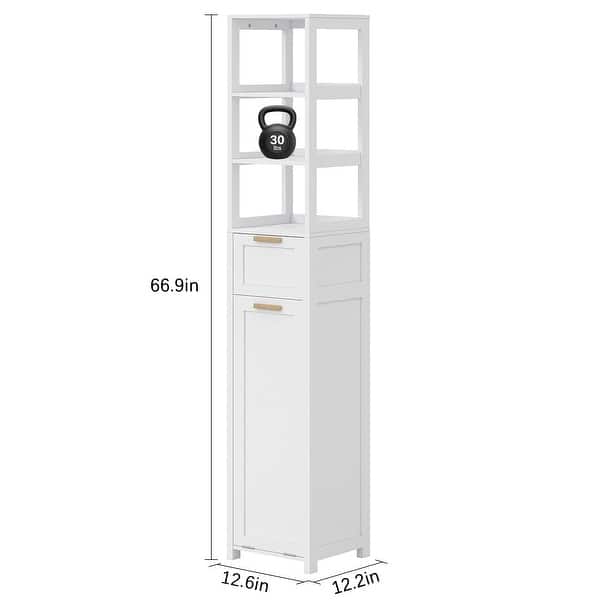 VECELO Tilt Out Laundry Hamper Cabinet with Laundry Baskets Hamper Bathroom Storage Cabinet Laundry Cabinet with Drawer