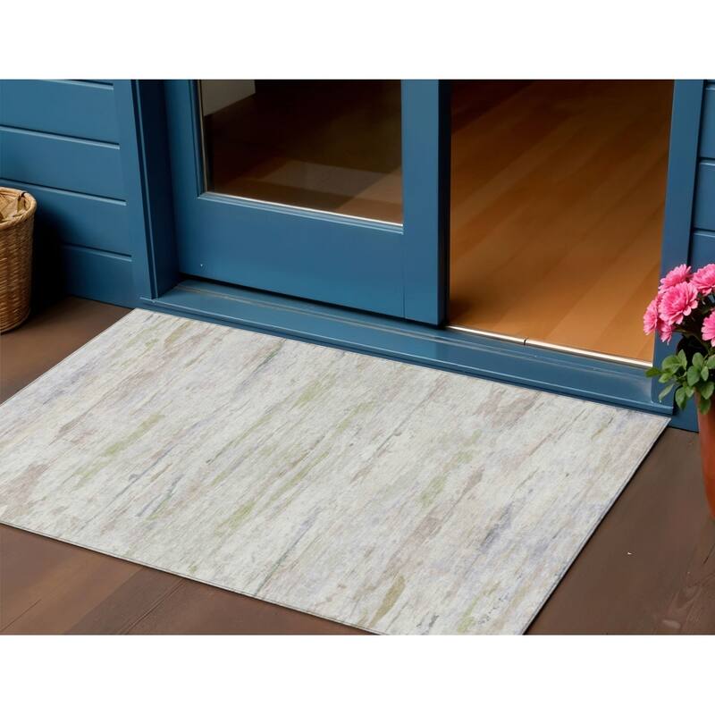 HomeRoots Abstract Transitional Rectangle Outdoor Rug - 3' x 5'