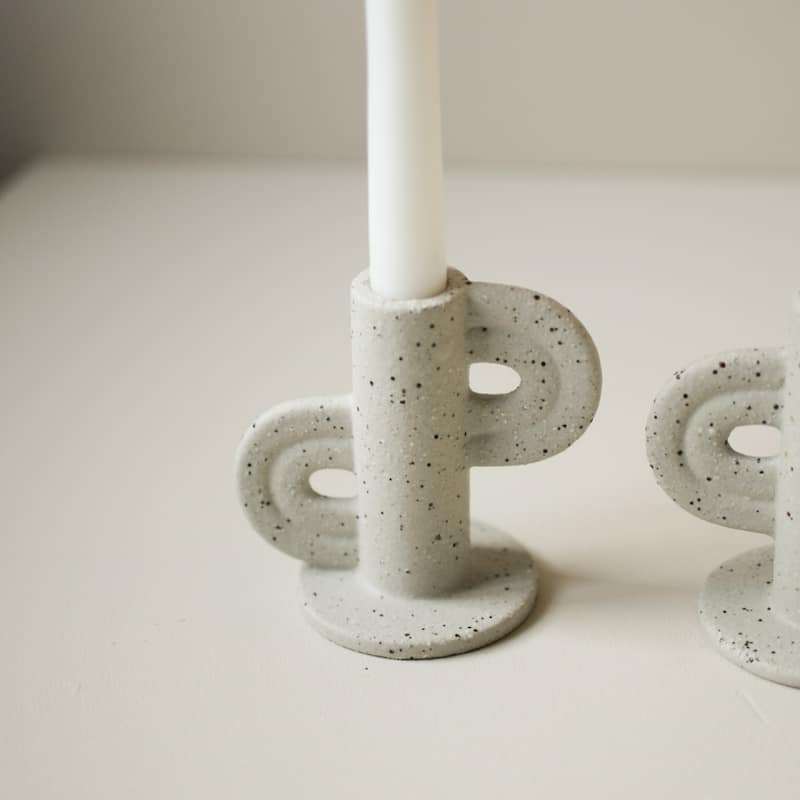 Swirl Slide Ceramic Candle Holder - 4.5"