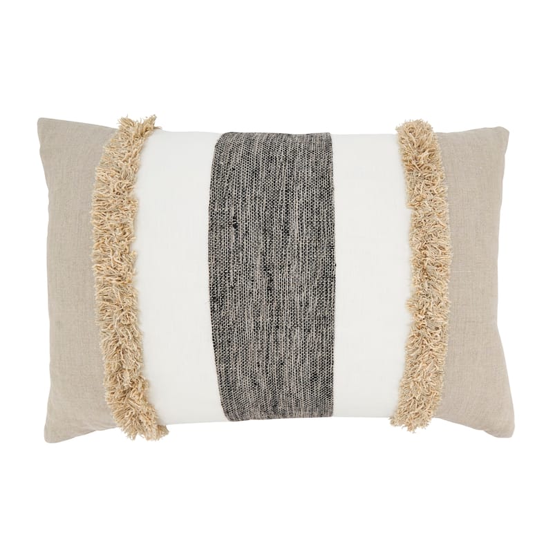 Bands of Comfort Throw Pillow - 16"x24" - Polyester - Natural