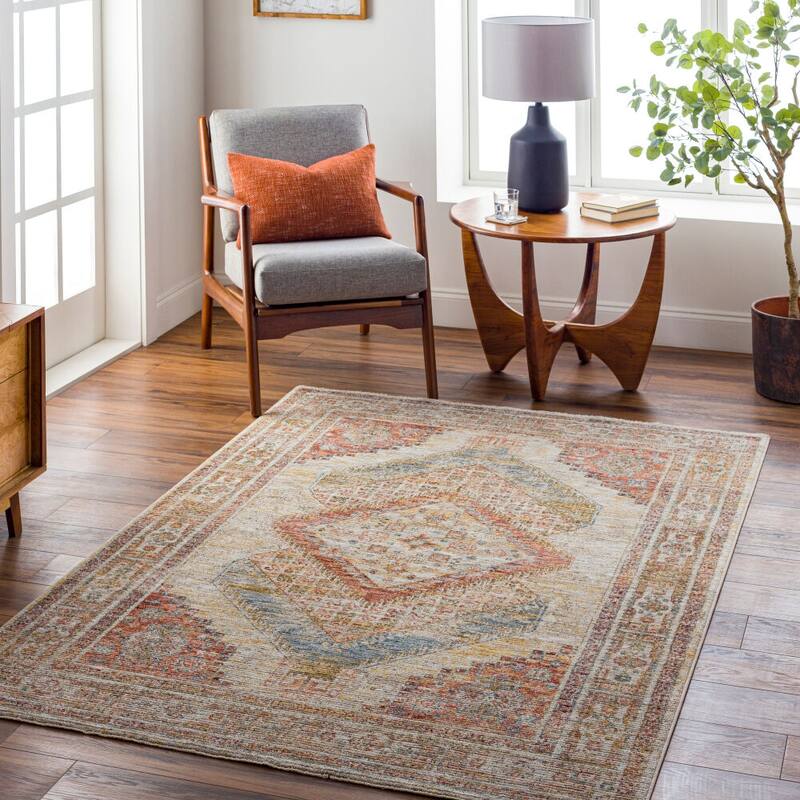 Livabliss Traditional Naila Medallion Area Rug - 7'10" x 10'2" - Beige/Rust