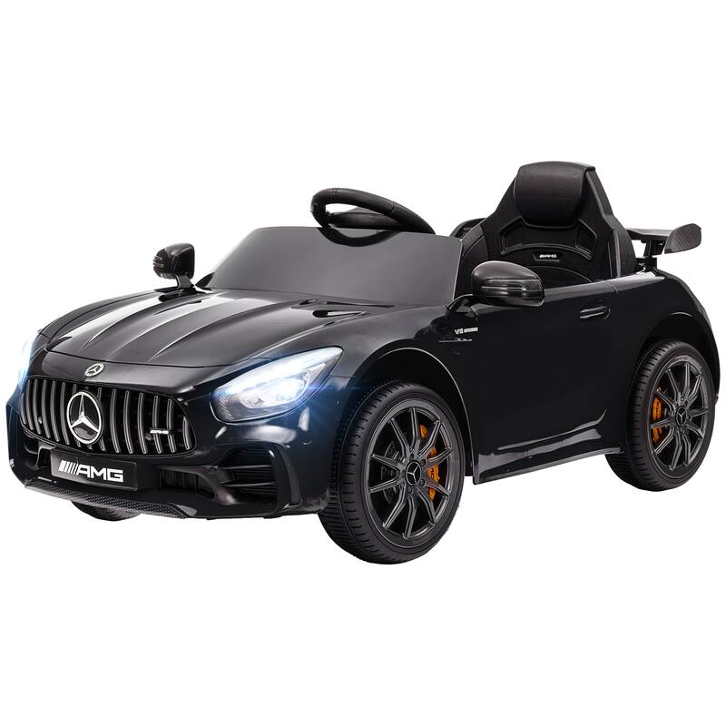 Licensed Mercedes-Benz AMG GTR 12V Kids Ride-On Car with Remote Control, Lights, Music, Horn, and 3 Speeds for Ages 3-6 - Black