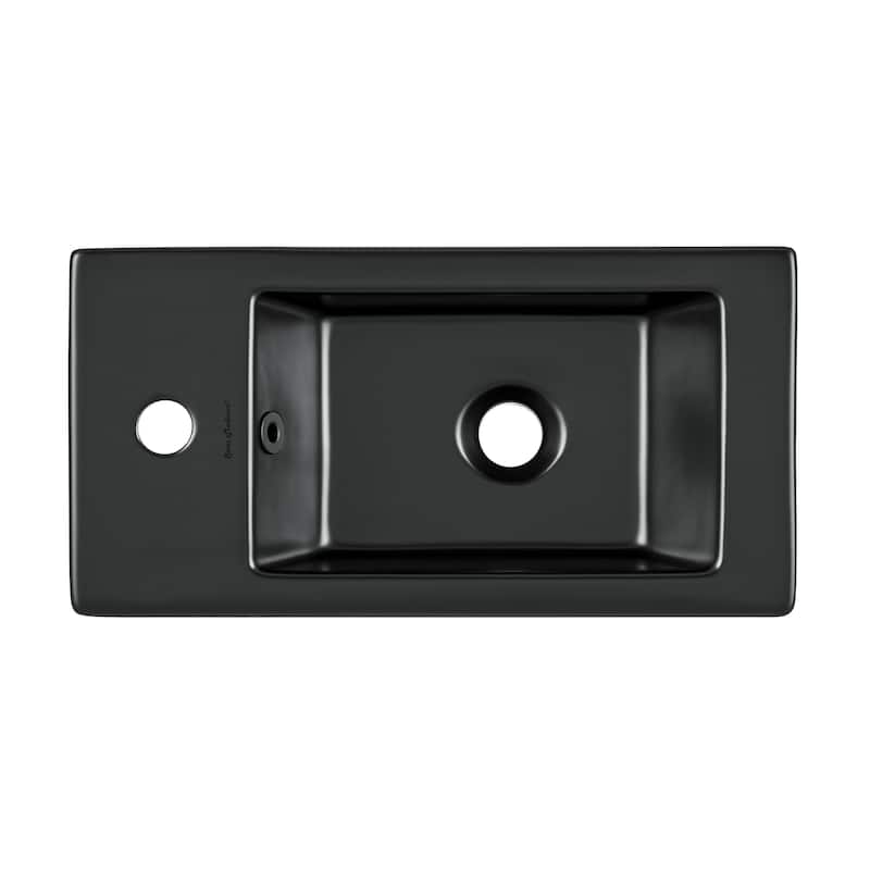 Voltaire Rectangular Ceramic Wall Hung Sink With Left Side Faucet Mount