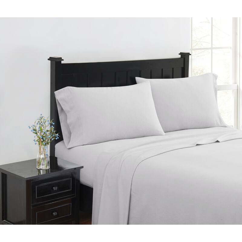 London Fog Solid and Printed Cotton Flannel Sheet Set Collection