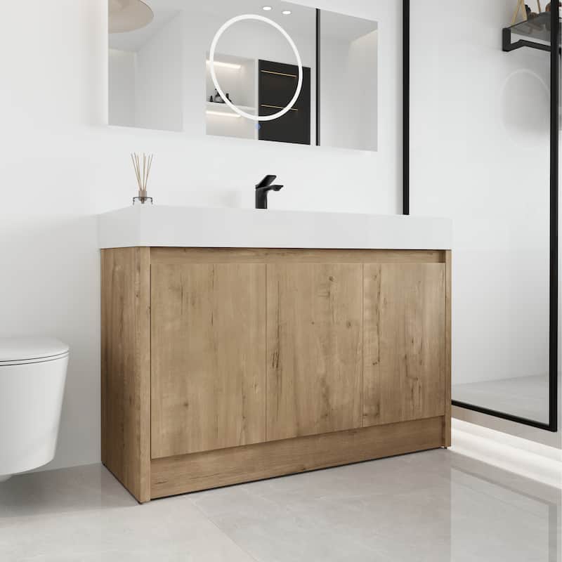 Malwee 24"/30"/48"/60" FreeStanding Bathroom Vanity, Floor Stand Bathroom Vanity with Resin Top,Soft Close Door